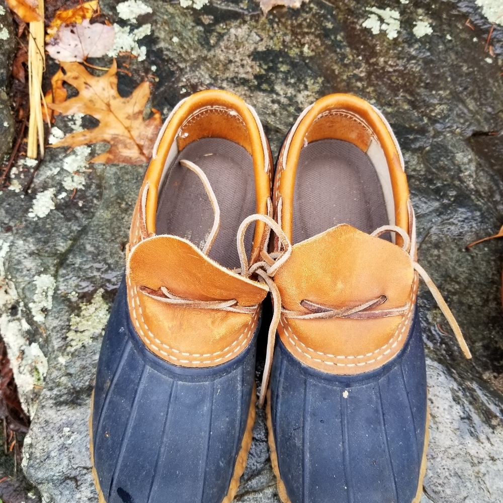 Vintage - L.L. Bean Maine Hunting Shoe Low Duck Boot Blue + Leather 9 - Picture 6 of 7
